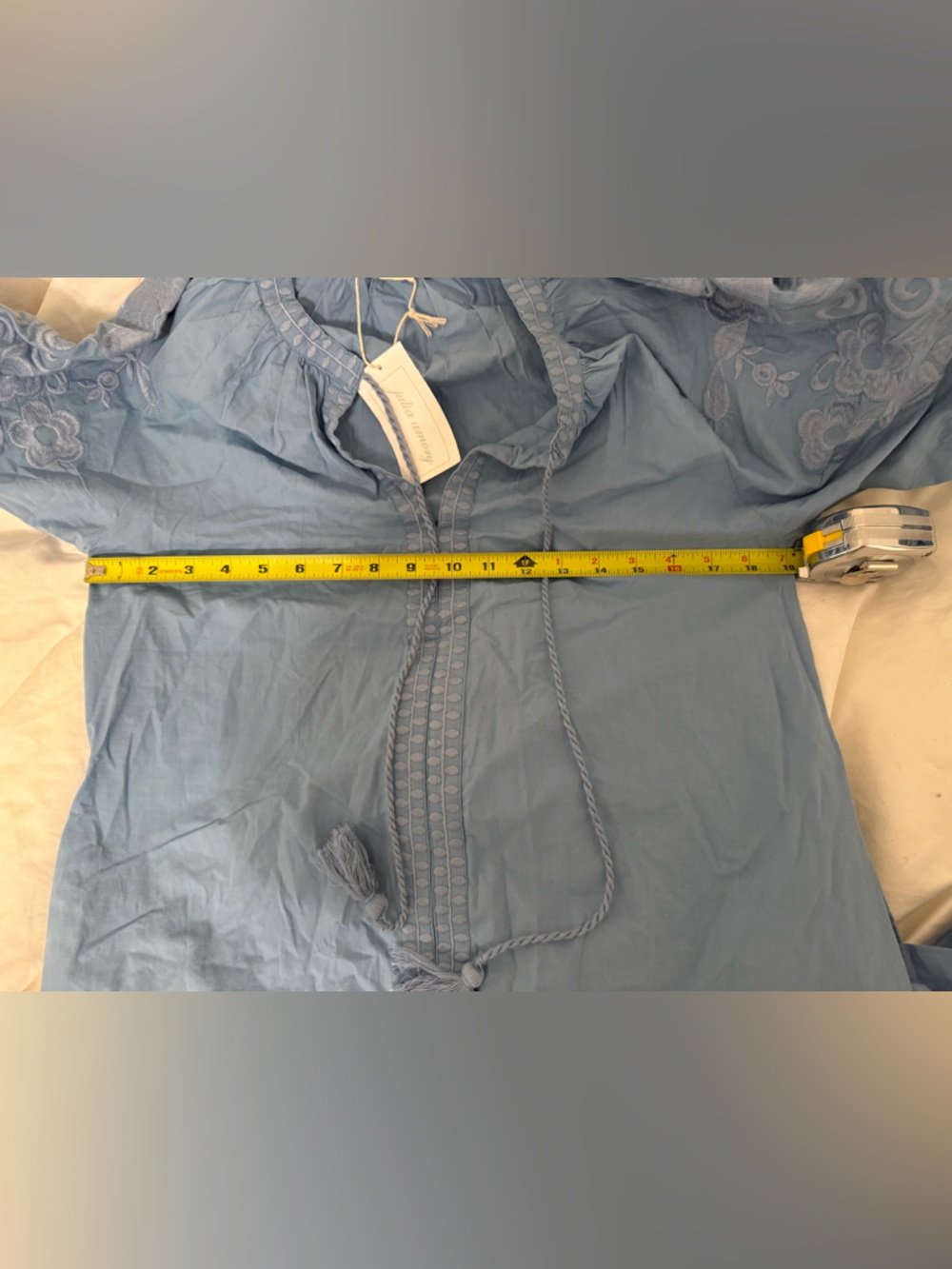 Julia Amory Light Blue Embroidered Tassel Tunic Dress - Picture 5 of 8
